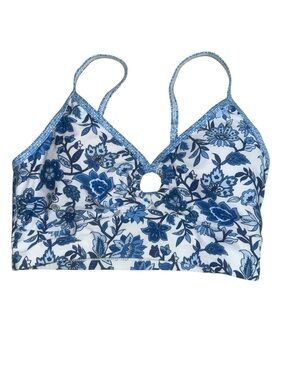 Blue Floral Cutout Bralette